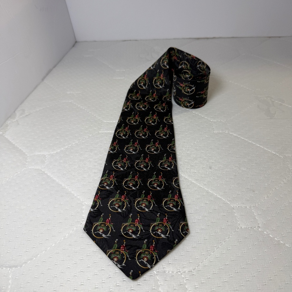Duomo Milano Silk Tie Black Novelty Print Made in Italy USED